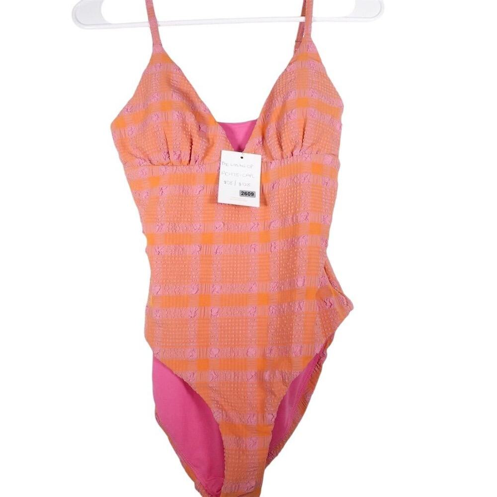 NWT Sample Andie Swim Women's Lanikai Candy Plaid Swimsuit XS Multicolor 2609